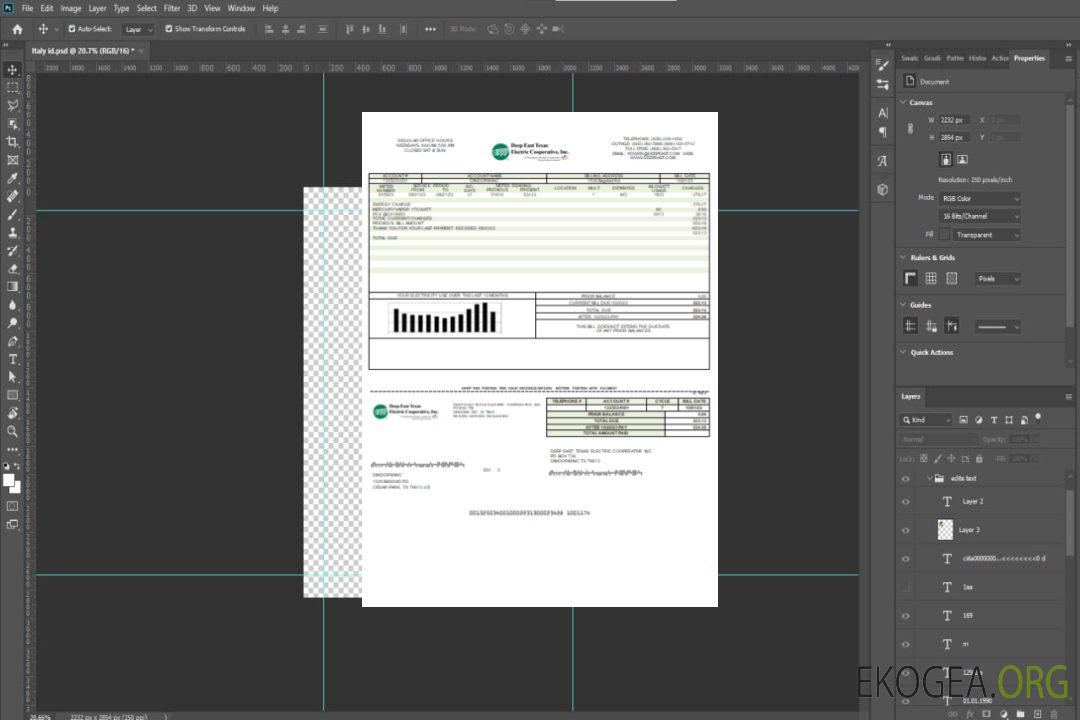 Facture commerciale de service public de Deep East Texas Electric, SCR template Facture commerciale de service public de Deep East Texas Electric, SCR template